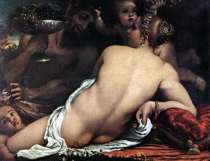 CARRACCI, Annibale Venus with a Satyr and Cupids Spain oil painting art